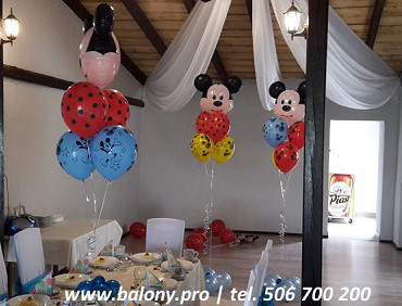 Balony z helem w stylu Myszki Mickey